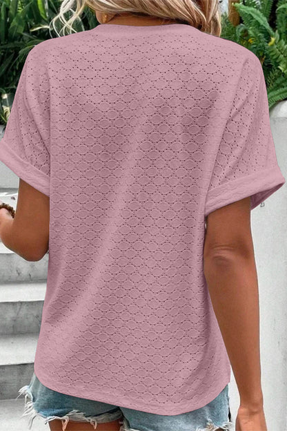 Camisetas casuales con cuello en V y botones lisos (10 colores)