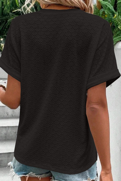 Camisetas casuales con cuello en V y botones lisos (10 colores)