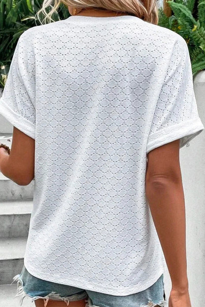 Camisetas casuales con cuello en V y botones lisos (10 colores)