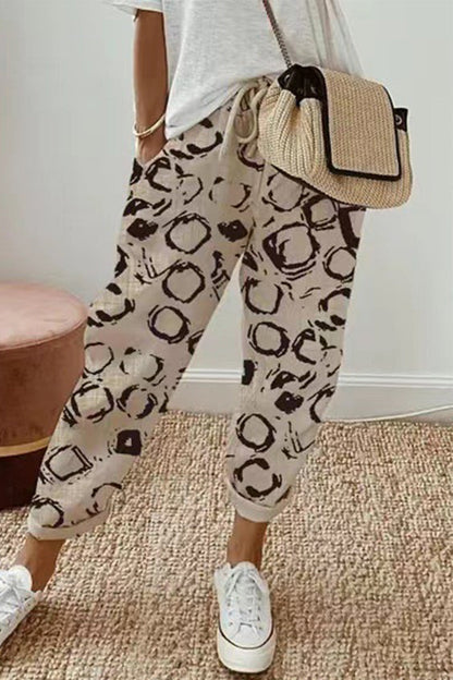 Pantalones casuales con estampado geométrico de patchwork, sueltos, de cintura media, con lápiz y estampado completo (4 colores)