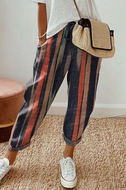 Pantalones casuales con estampado geométrico de patchwork, sueltos, de cintura media, con lápiz y estampado completo (4 colores)