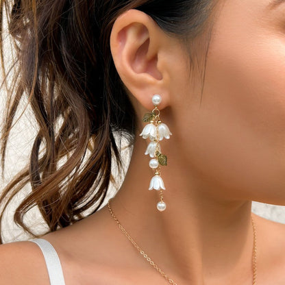 Pendientes casuales de perlas con diseño de patchwork