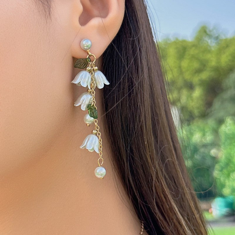 Pendientes casuales de perlas con diseño de patchwork