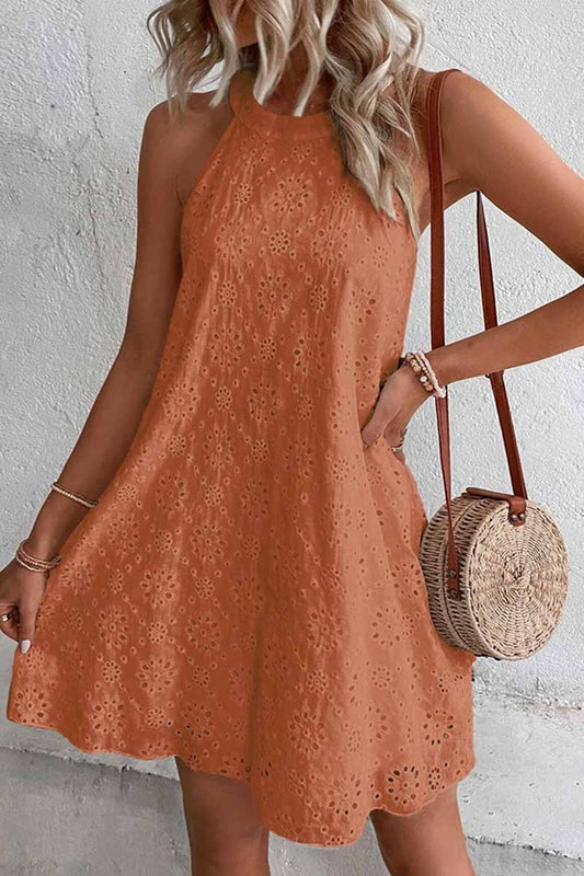 Vestidos casuales, dulces, lisos, con cuello redondo y corte A (4 colores)