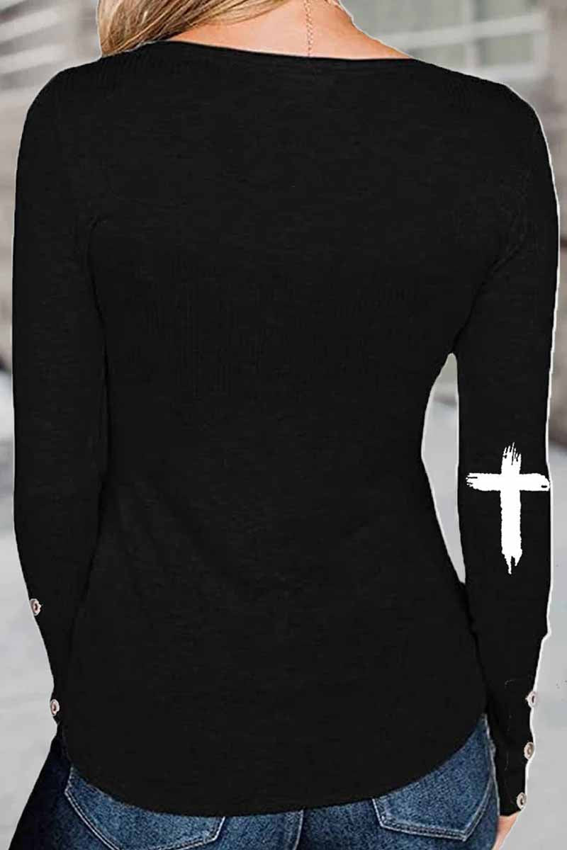 Tops con cuello redondo y letras estampadas de calle (3 colores)