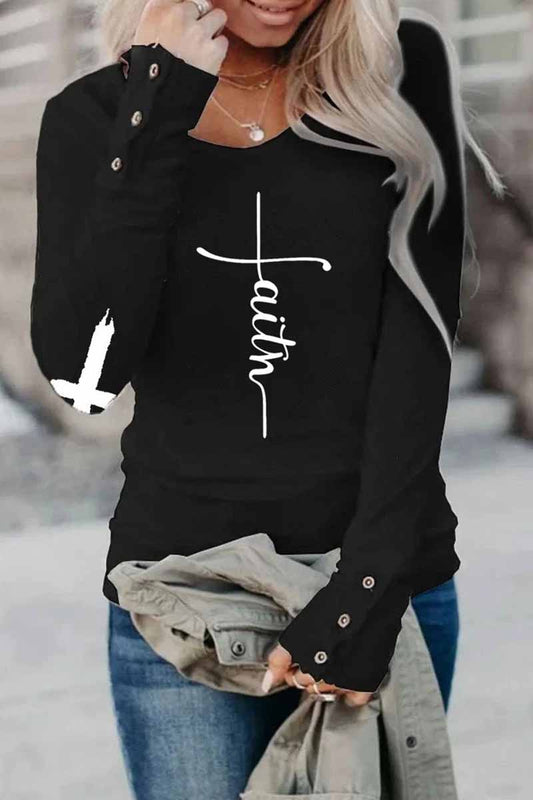 Tops con cuello redondo y letras estampadas de calle
