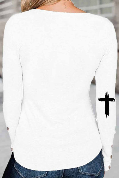 Tops con cuello redondo y letras estampadas de calle (3 colores)