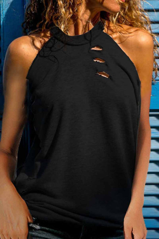 Tops de cuello redondo desgastados y rotos de Street Solid