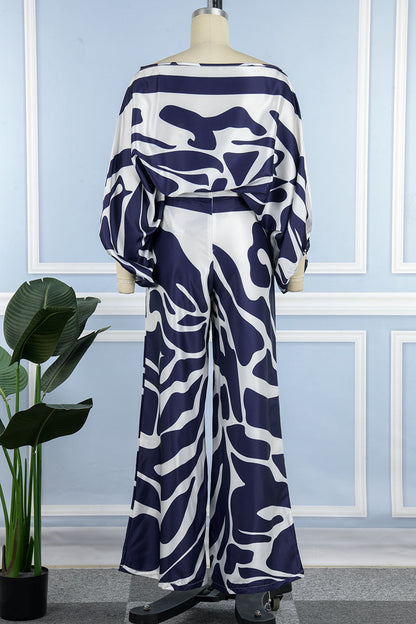 Conjunto informal elegante con estampado de patchwork y hombros descubiertos, manga larga, dos piezas (11 colores)
