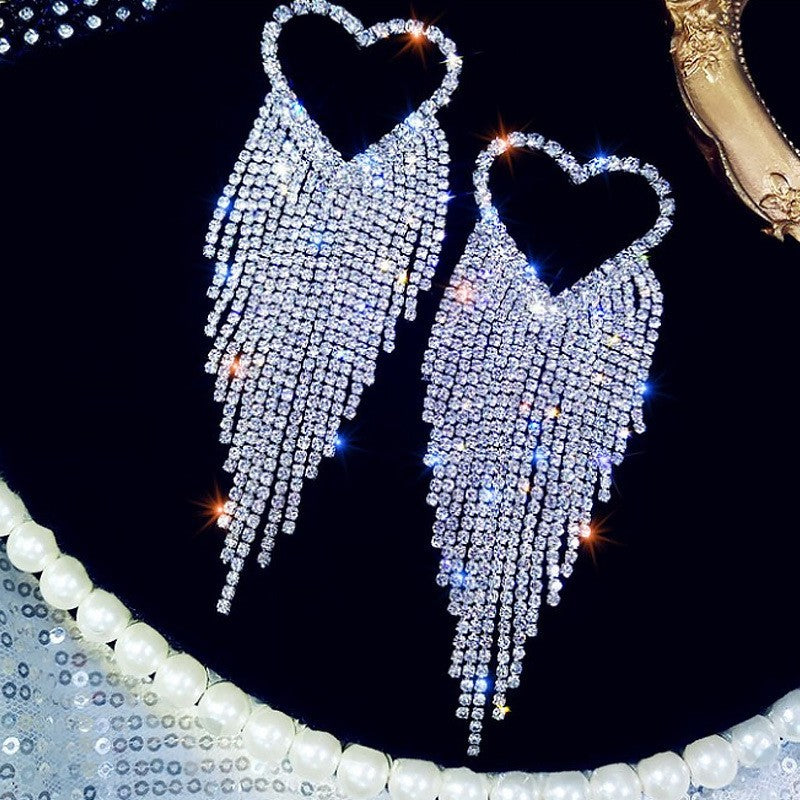 Pendientes de borlas con diamantes de imitación y patchwork para fiestas informales