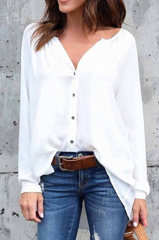 Elegantes blusas de cuello en V liso