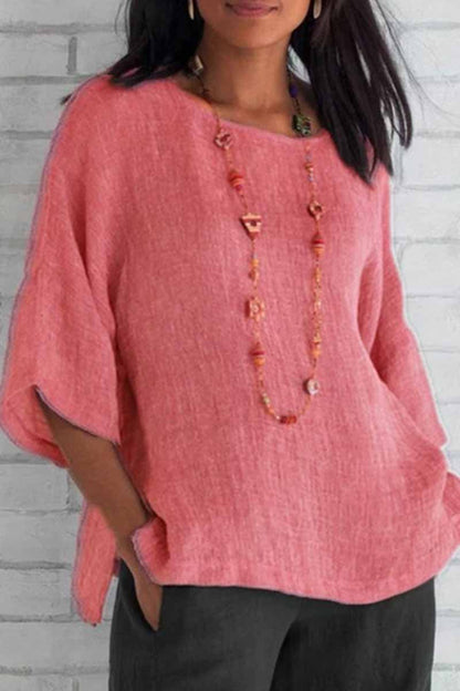 Blusas casuales lisas de cuello redondo (5 colores)