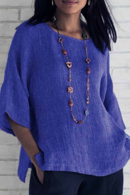Tops casuales de cuello redondo lisos (4 colores)