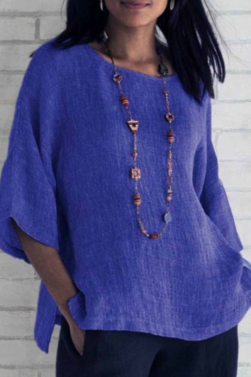 Blusas casuales lisas de cuello redondo (5 colores)
