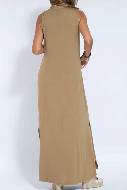 Vestido de calle liso con cuello en V y patchwork