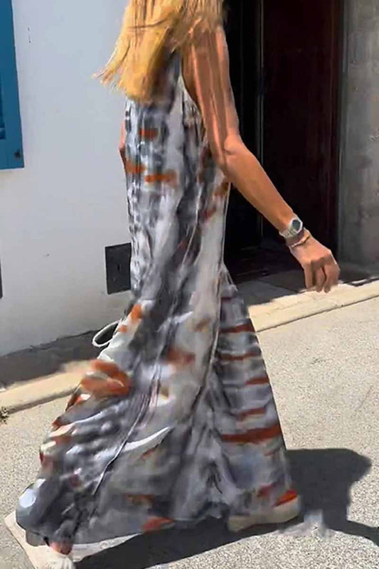 Vestidos casuales de corte A con cuello en V y estampado de patchwork