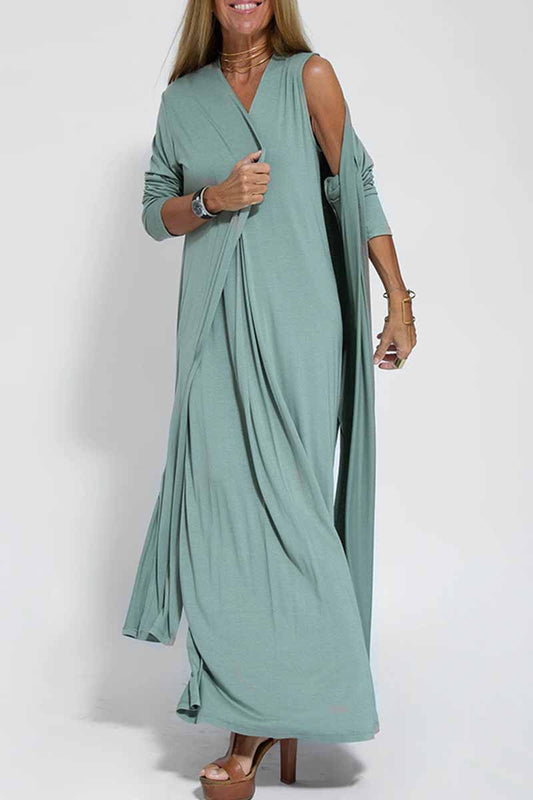 Prenda exterior tipo cárdigan con cuello tipo cárdigan y aberturas lisas (4 colores)