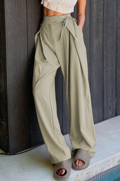 Pantalones casuales lisos de cintura alta, sueltos y rectos, de color liso (6 colores)