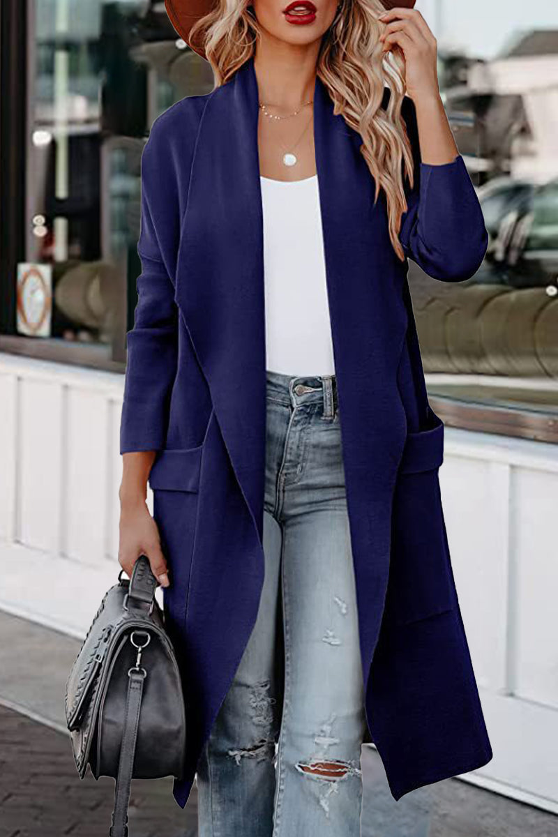 Cárdigans de bolsillo lisos estilo británico (7 colores)
