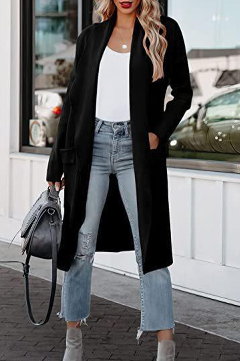 Cárdigans de bolsillo lisos estilo británico (7 colores)