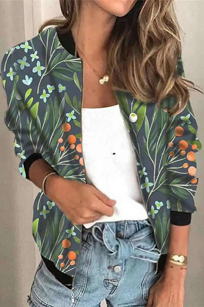 Prendas de abrigo informales con cuello redondo y estampado de patchwork