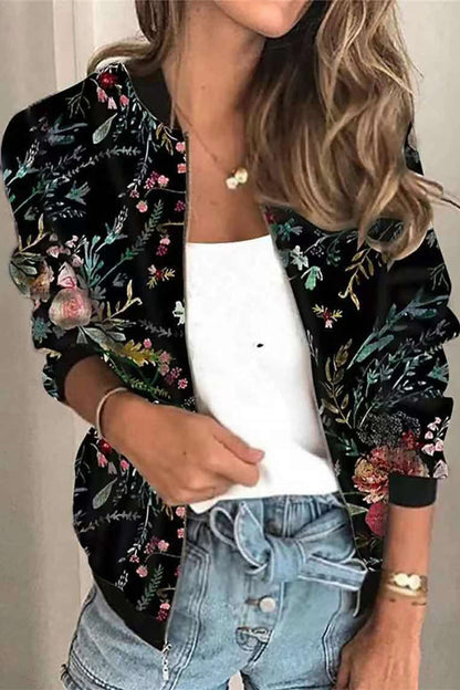 Prendas de abrigo informales con cuello redondo y estampado de patchwork