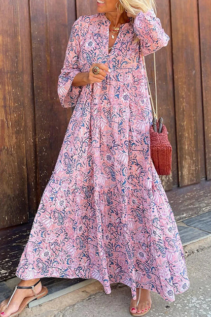 Vestidos de línea A con cuello redondo y patchwork con estampado dulce
