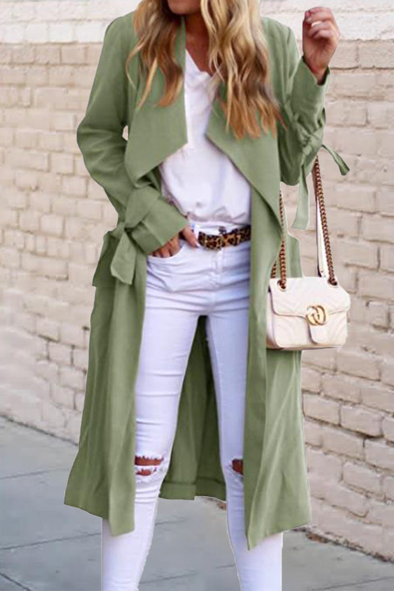 Prendas de abrigo con frenillo liso estilo británico (6 colores)