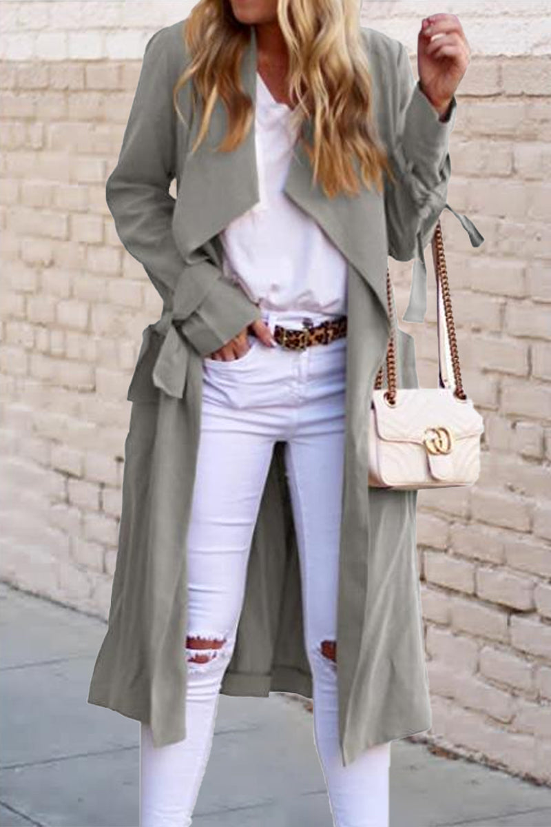 Prendas de abrigo con frenillo liso estilo británico (6 colores)