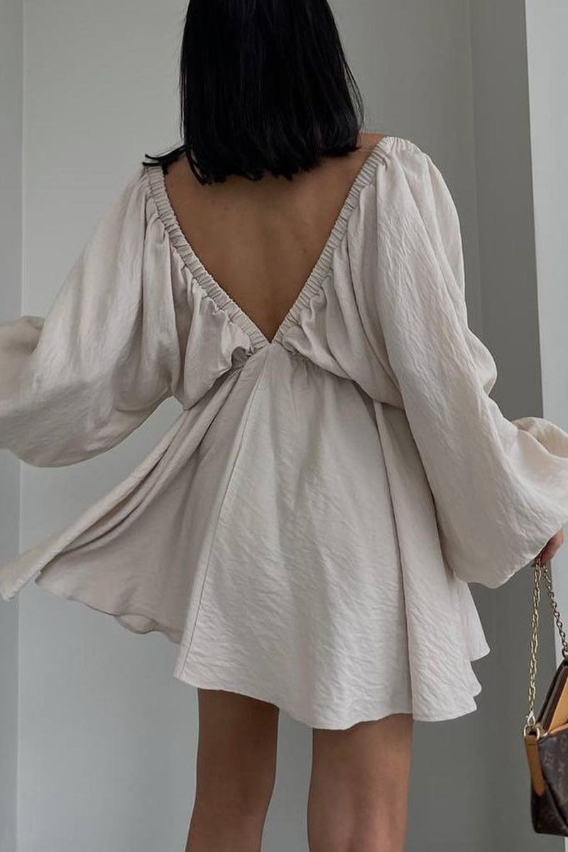 Vestidos de manga larga con escote en V, sexys, sencillos, lisos, con volantes y pliegues