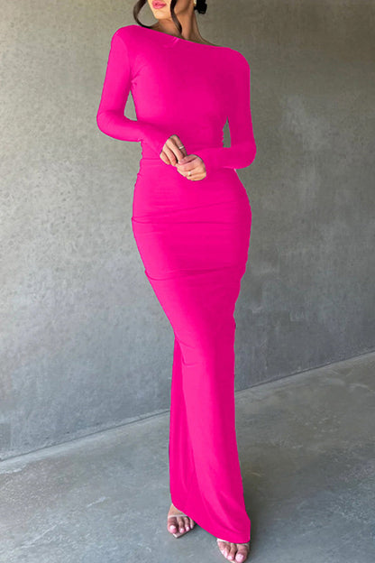 Vestidos sexis de corte A con escote en V y pliegues sólidos (3 colores)