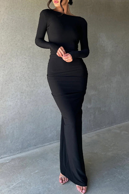 Vestidos sexis de corte A con escote en V y pliegues sólidos (3 colores)