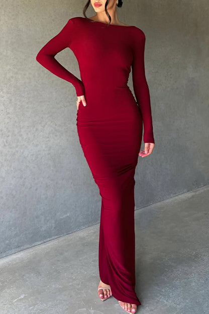 Vestidos sexis de corte A con escote en V y pliegues sólidos (3 colores)