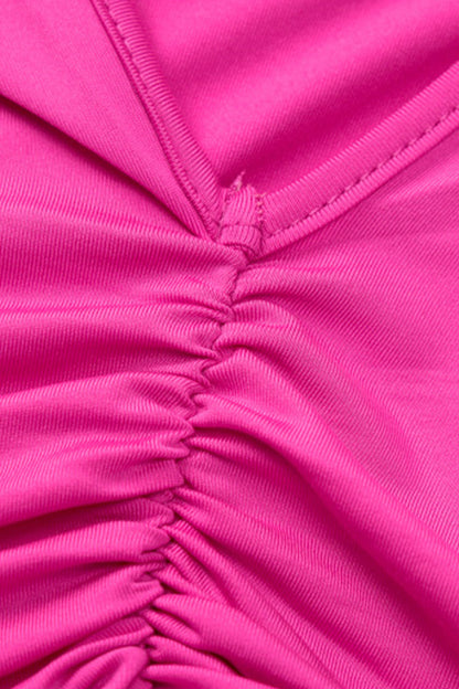 Vestidos sexis de corte A con escote en V y pliegues sólidos (3 colores)