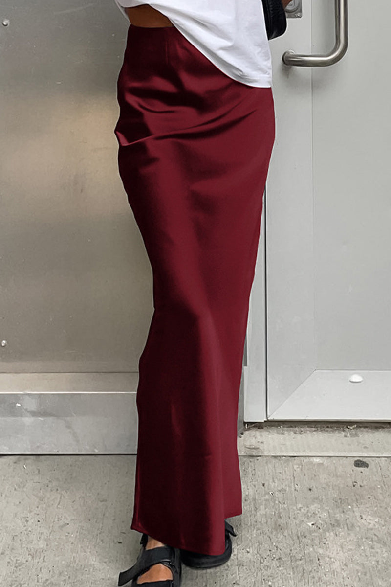 Elegant Solid Regular High Waist Solid Color Bottoms