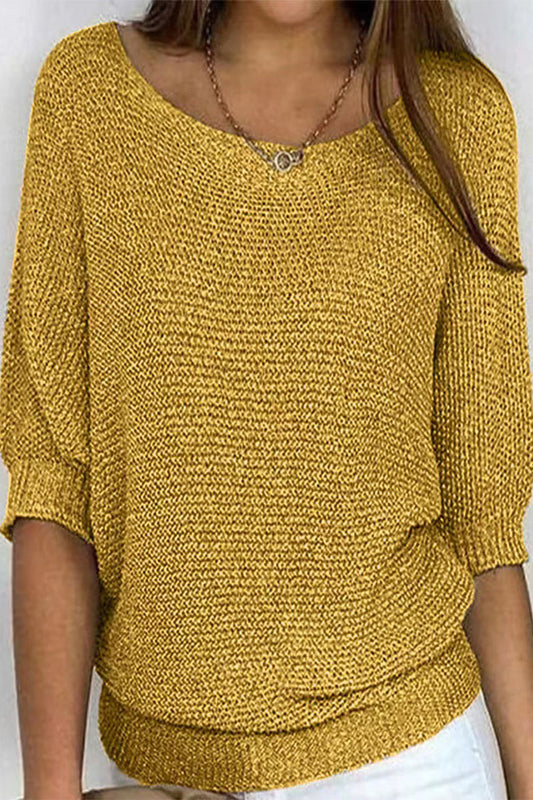 Tops casuales sencillos de cuello redondo lisos