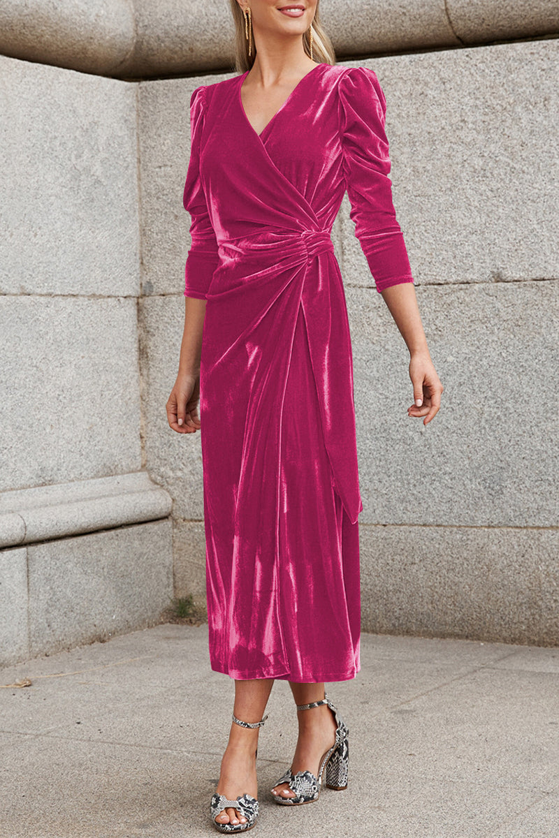 Celebrities Elegant Solid Strap Design V Neck Princess Dresses(6 Colors)