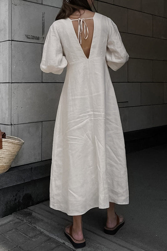 Vestidos casuales de corte A con escote en V liso
