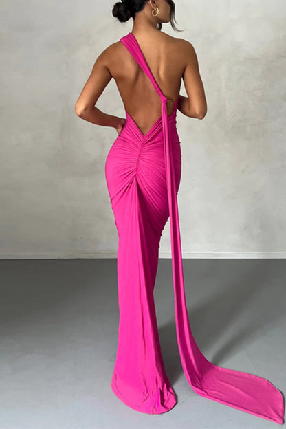 Vestidos sexys de falda de un solo paso con cuello halter y espalda descubierta (8 colores)
