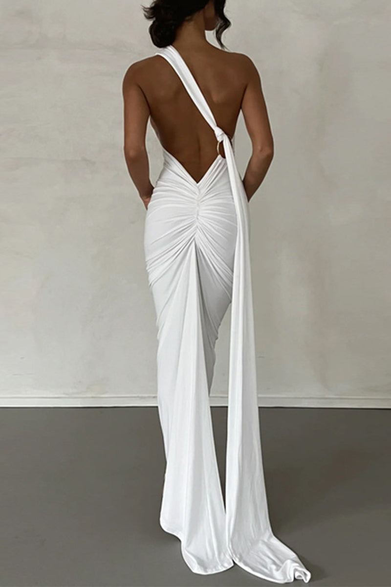Vestidos sexys de falda de un solo paso con cuello halter y espalda descubierta (8 colores)