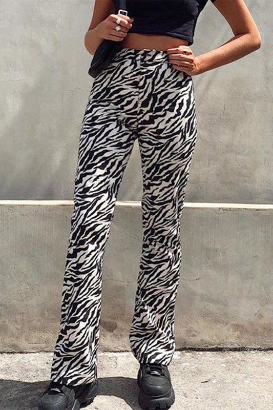 Pantalones rectos con estampado geométrico urbano y estampado completo