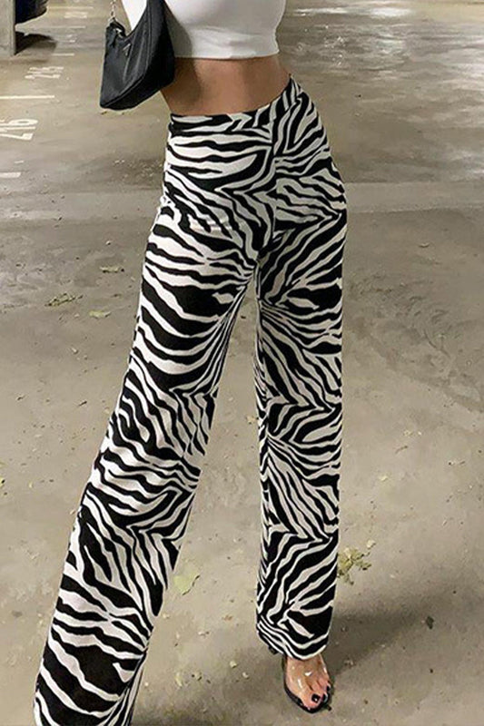 Pantalones rectos con estampado geométrico urbano y estampado completo