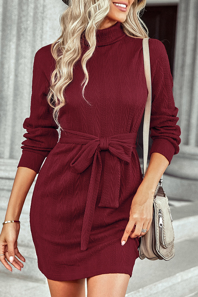 Vestidos de manga larga con cuello alto y vendaje liso