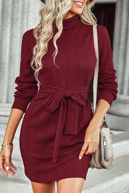 Vestidos de manga larga con cuello alto y vendaje liso