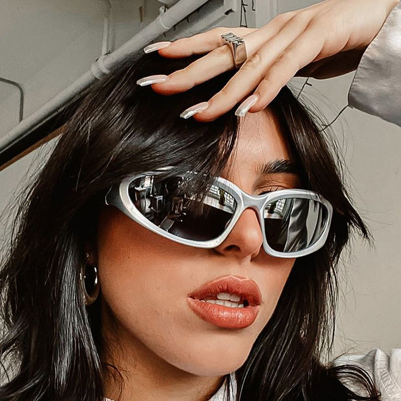 Gafas de sol informales de uso diario con diseño de patchwork liso