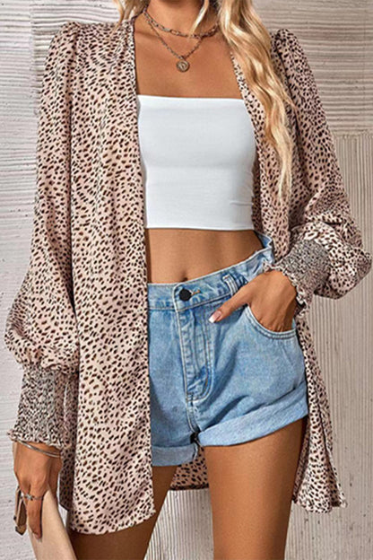 Blusas de cuello tipo cárdigan con estampado de leopardo (3 colores)