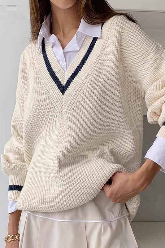 Tops casuales sencillos con cuello en V y parches sólidos