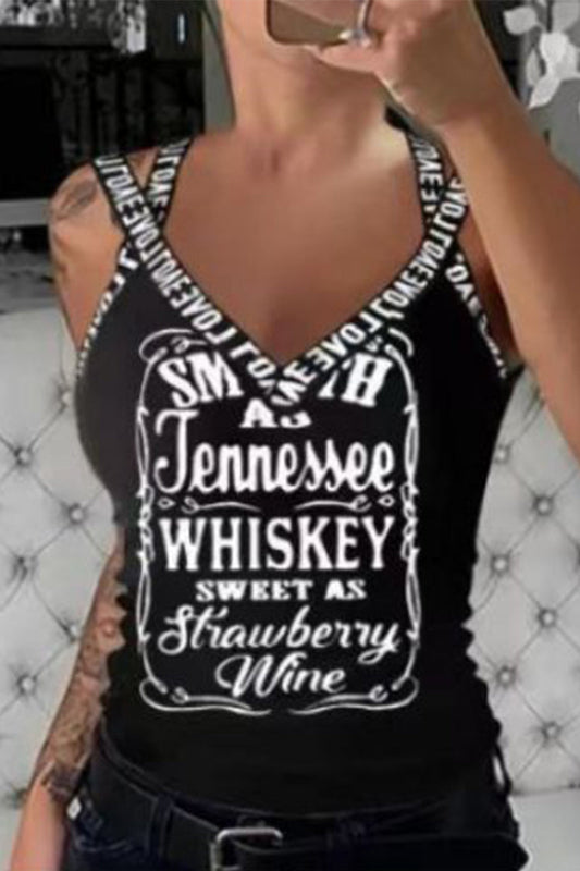 Tops sexis de patchwork con estampado de letras