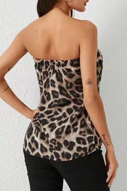 Tops sexys sin tirantes de leopardo (3 colores)