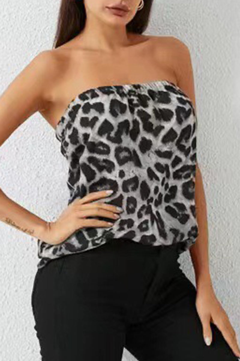 Tops sexys sin tirantes de leopardo (3 colores)